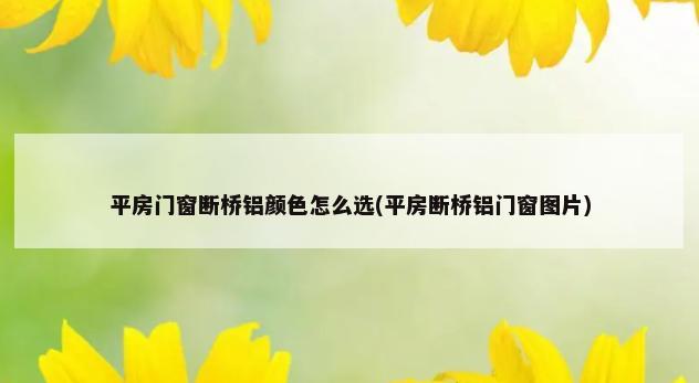 平房门窗断桥铝颜色怎么选(平房断桥铝门窗图片)